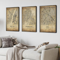 
              Copenhagen, Denmark Vintage Style Map Print 
            