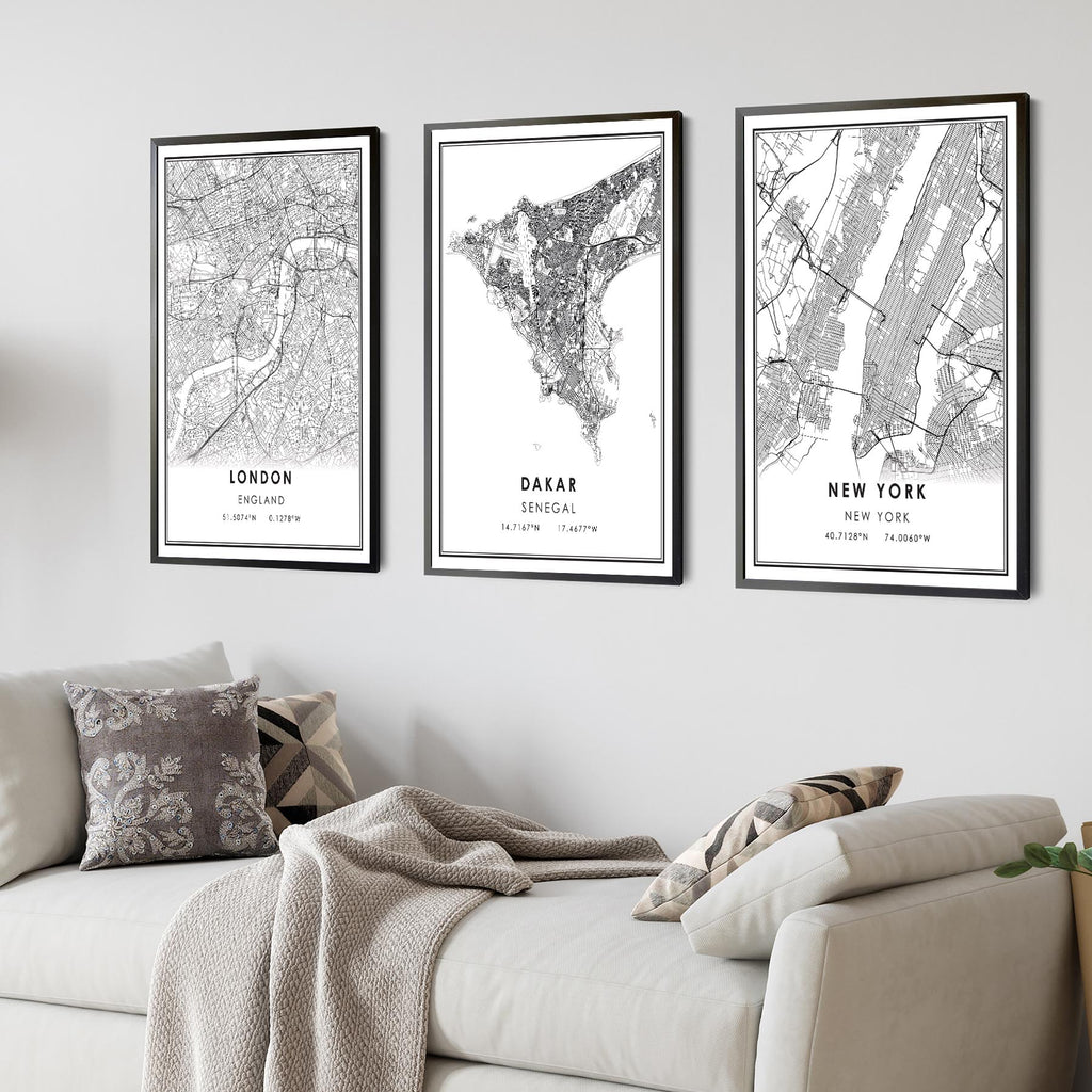Dakar, Senegal Modern Style Map Print 