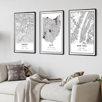 
              Ohio, United States Modern Style Map Print 
            