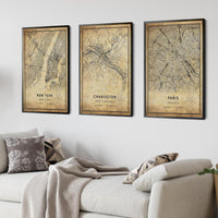 
              Charleston, West Virginia Vintage Style Map Print 
            