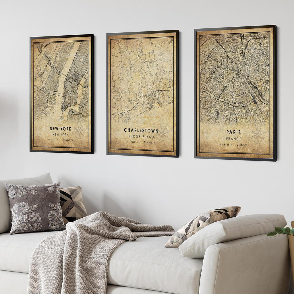 Charlestown, Rhode Island Vintage Style Map Print