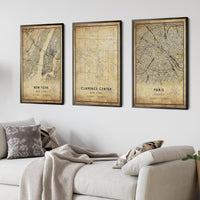 Clarence Center, New York Vintage Style Map Print 