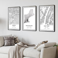 New England, United States Modern Style Map Print 