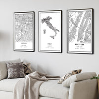 Italy, Europe Modern Style Map Print