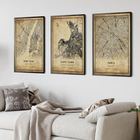Cape Town, South Africa Vintage Style Map Print 