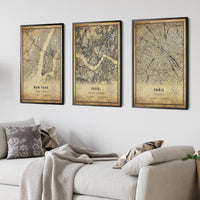 
              Seoul, South Korea Vintage Style Map Print 
            