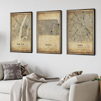 
              Kansas, United States Vintage Style Map Print 
            