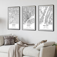 
              Detroit, Michigan Modern Map Print 
            