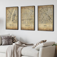 
              Compton, California Vintage Style Map Print 
            