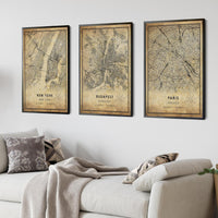 
              Budapest, Hungary Vintage Style Map Print 
            