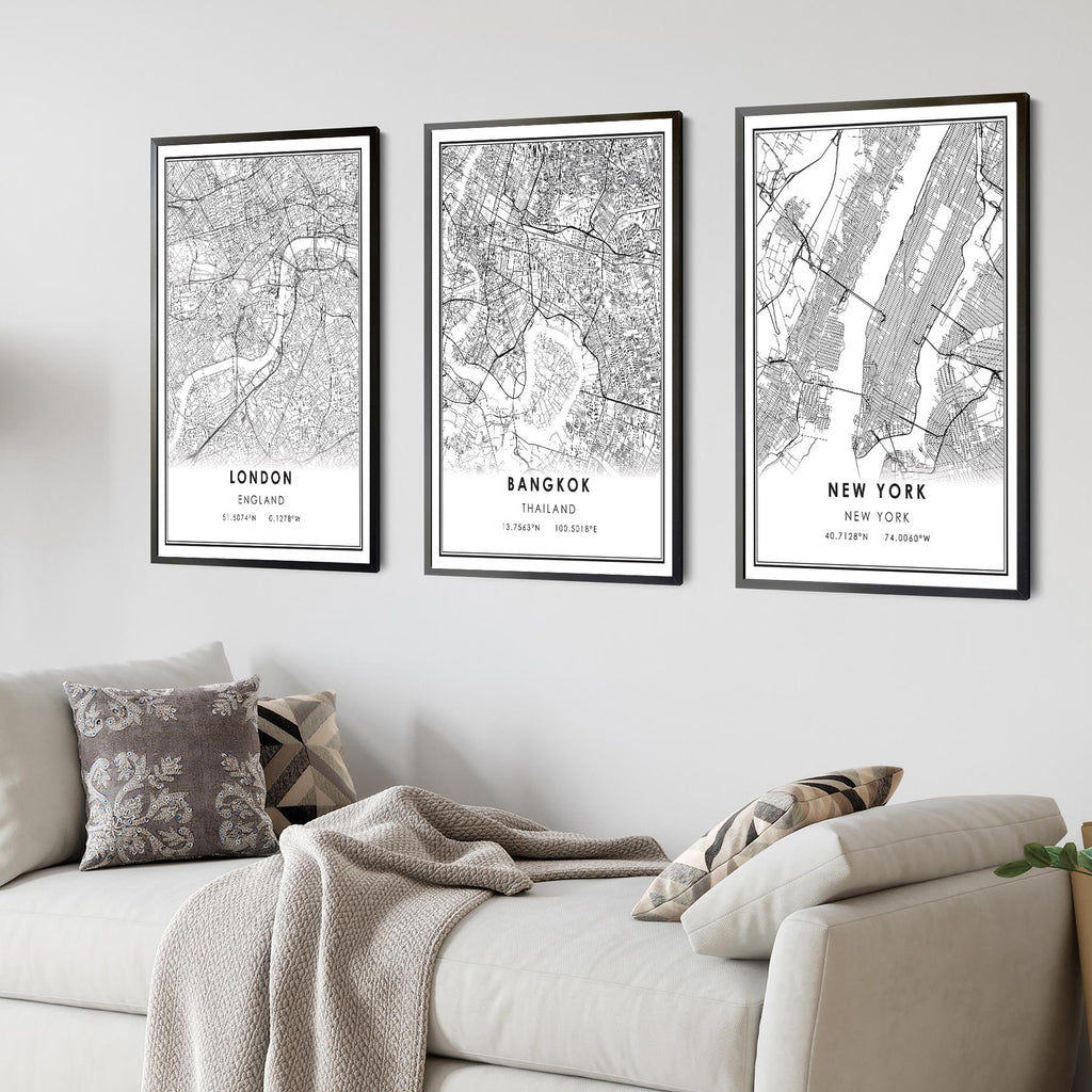 Bangkok, Thailand Modern Style Map Print 