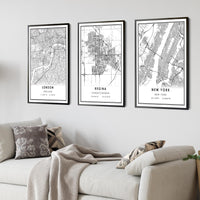 Regina, Saskatchewan Modern Style Map Print 