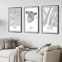 
              Spain, Europe Modern Style Map Print 
            