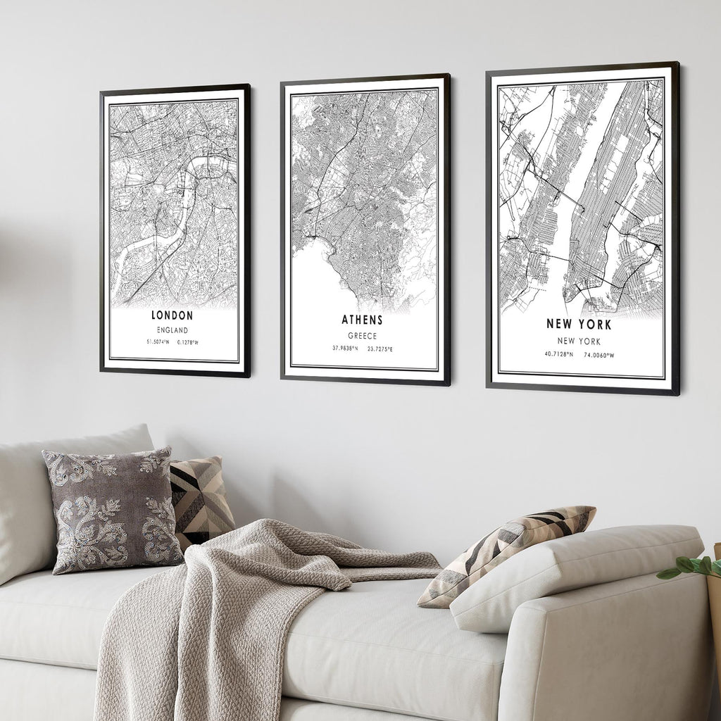 Athens, Greece Modern Style Map Print 