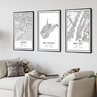 West Virginia, United States Modern Style Map Print 