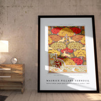 Maurice Pillard Verneuil - Cerfs et arbres, papier peint. Écureuil oiseaux et sorbier