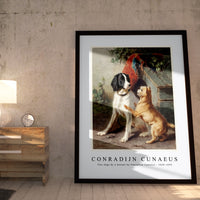 Conradijn Cunaeus - Two dogs by a kennel by Conradijn Cunaeus 1828-1895