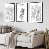 
              New Jersey, United States Scandinavian Style Map Print 
            