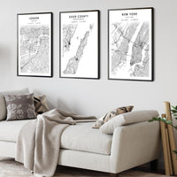 Door County, Wisconsin Scandinavian Map Print 