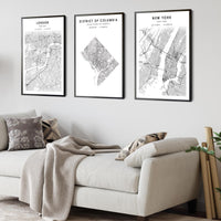 District of Columbia, United States Scandinavian Style Map Print 