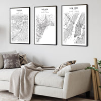 Málaga, Spain Scandinavian Style Map Print 