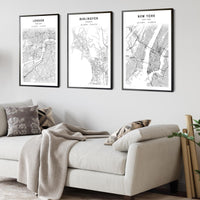 
              Burlington, Vermont Scandinavian Map Print 
            