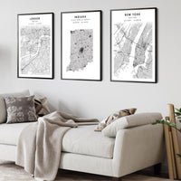 
              Indiana, United States Scandinavian Style Map Print 
            