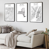 New York, United States Scandinavian Style Map Print 