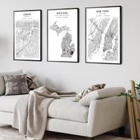 
              Michigan, United States Scandinavian Style Map Print 
            