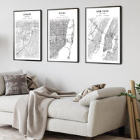 
              Miami, Florida Scandinavian Map Print 
            
