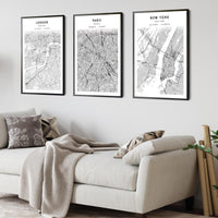 Paris, France Scandinavian Style Map Print 