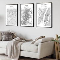Austin, Texas Scandinavian Map Print 