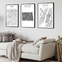 
              North Dakota, United States Scandinavian Style Map Print 
            