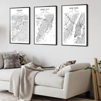 
              Jersey City, New Jersey Scandinavian Map Print 
            