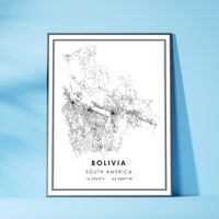 
              Bolivia, South America Modern Style Map Print 
            