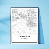 
              Cambridge, Ontario Modern Style Map Print 
            