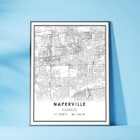 
              Naperville, Illinois Modern Map Print
            