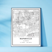 Naperville, Illinois Modern Map Print