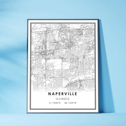 Naperville, Illinois Modern Map Print