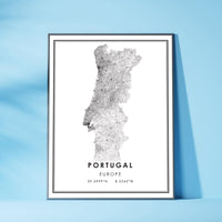 
              Portugal, Europe Modern Style Map Print
            
