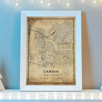 
              Camden, New Jersey Vintage Style Map Print 
            