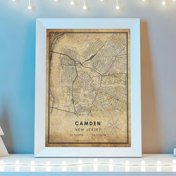 Camden, New Jersey Vintage Style Map Print 