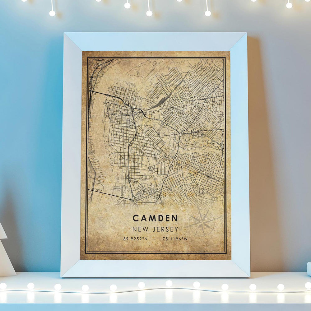 Camden, New Jersey Vintage Style Map Print 