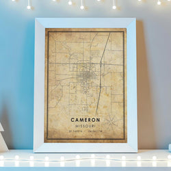 Cameron, Missouri Vintage Style Map Print 