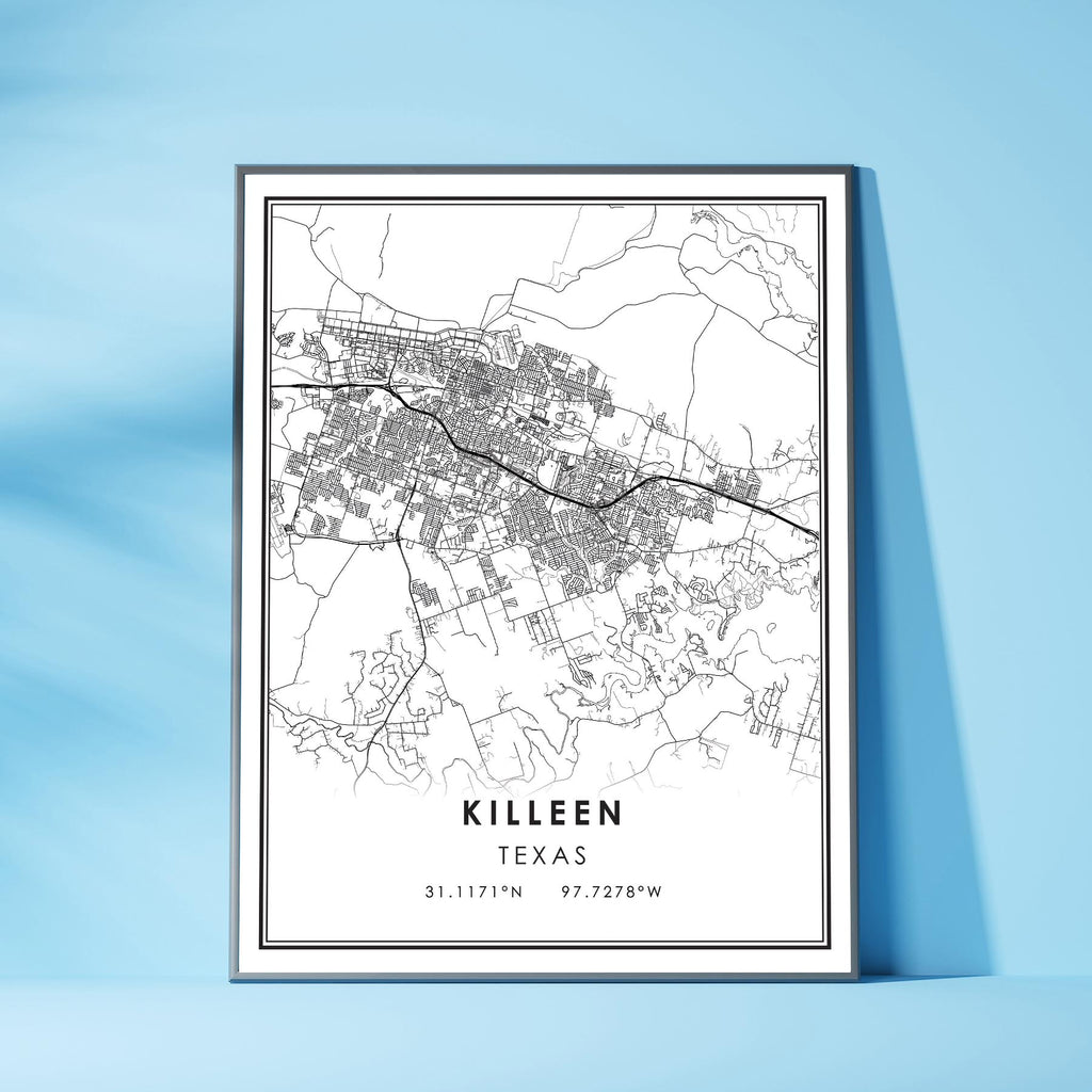 Killeen, Texas Modern Map Print 