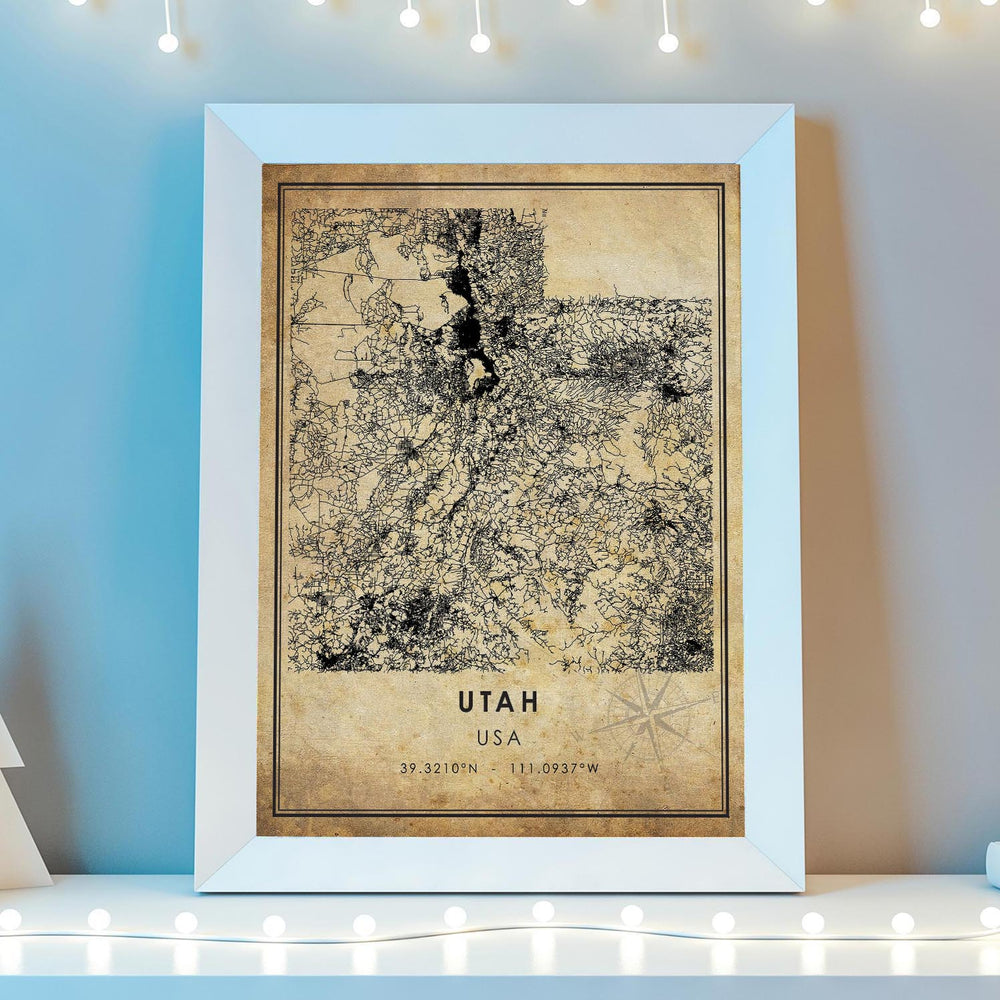 Utah, USA Vintage Style Map Print 