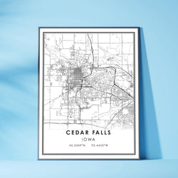 Cedar Falls, Iowa Modern Map Print 