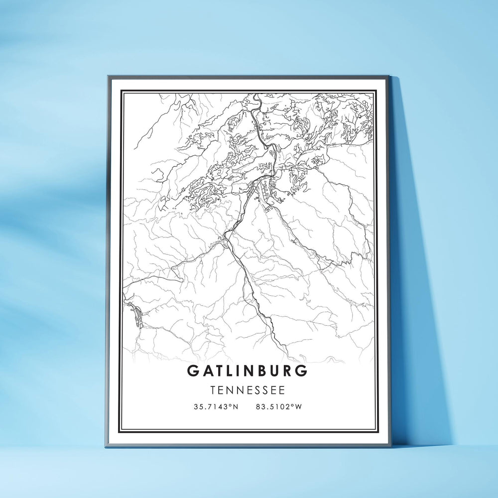 Gatlinburg, Tennessee Modern Map Print 