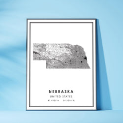 Nebraska, United States Modern Style Map Print 