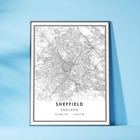 Sheffield, England Modern Style Map Print 